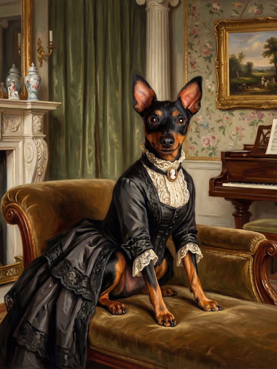 KI-generiertes viktorianisches Katzenportrait als klassisches Ölgemälde