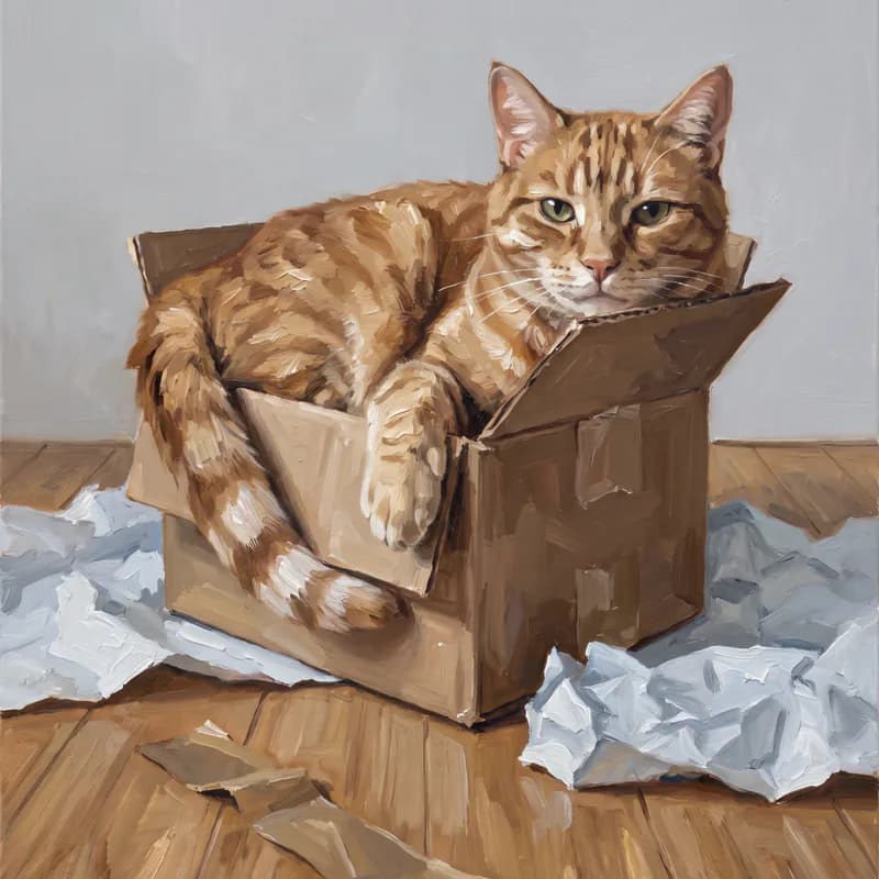 Witziges Tierportrait als Ölgemälde: Karton zu klein