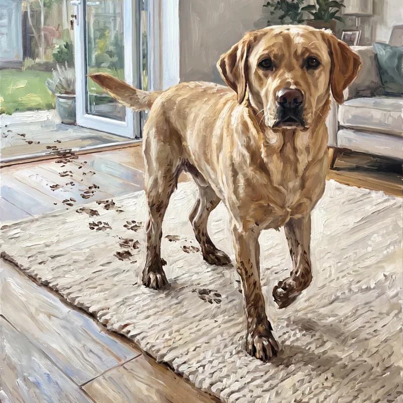 Witziges Tierportrait als Ölgemälde: Schlammpfoten