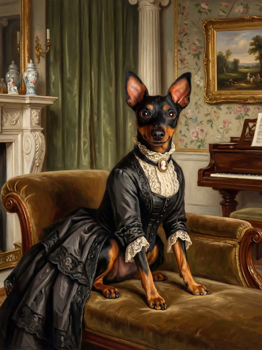 KI-generiertes viktorianisches Katzenportrait als klassisches Ölgemälde
